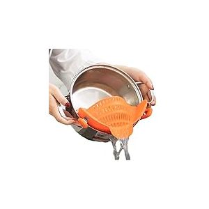 ZAIGON Passoire en silicone alimentaire- Accessoires de cuisine- 100% sans BPA- Passoire et &eacute;gouttoir pour p&acirc;tes,fruits,l&eacute;gumes- Passe au lave-vaisselle- Parfait pour po&ecirc;les,casseroles et bols, orange