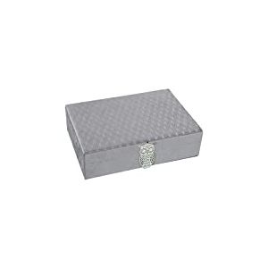 DRW Boîte à bijoux rectangulaire en velours avec dessin gris 28x20x7cm