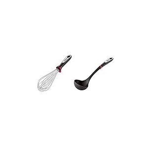 Tefal Ingenio INOX Fouet Acier Inoxydable 35,15 x 9,2 x 7 cm K1181714 & K2060114 Ingenio Louche ustensile de Cuisine Noir r&eacute;sistant sans bisph&eacute;nol avec Insert Silicone A