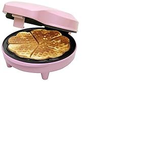 Bestron Gaufrier pour Gaufres Classiques en Forme de Cœur, Gaufrier avec Revêtement Anti-Adhésif pour Gaufres en Forme de Cœur, Design Rétro, 700 Watts, Couleur: Rose