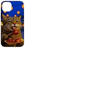Chat Mignon Mangeant Takoyaki Festival d'hiver Japonais Coque pour iPhone 14 Plus