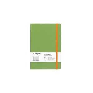 Campus - Carnet de Notes A5, Bullet Journal Feuilles Lignes, Carnet Vert Couverture Rigide, 96 Feuilles 75g, Fermeture Élastique, Pochette et Marque-Page (A5, Lignes Horizontales, Vert)