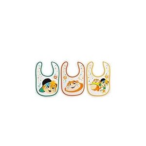 LULABI 44 GATTI BOY - Lot de 3 bavoirs pour b&eacute;b&eacute;, 100% coton doux avec impression 44 chats, paquet de bavoirs, velcro, hypoallerg&eacute;nique, r&eacute;utilisable, unisexe, 19 x 17 cm - Multicolore