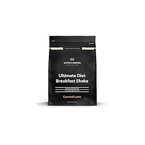 THE PROTEIN WORKS - Diet Breakfast Smoothie | Petit-déjeuner sur le pouce | Hyperprotéiné et peu sucré | 9 Portions | Latte Caramel | 500g