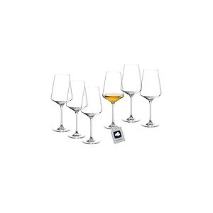 Verres à vin blanc Leonardo Puccini, lot de 6, verres à vin lavables au lave-vaisselle, gobelet avec tige étirée, set de verres à vin, 560 ml, 014789, transparent