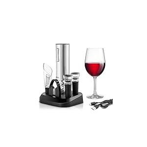 Ufesa EasyPack Tire-bouchon &eacute;lectrique avec lumi&egrave;re LED, d&eacute;canteur, bouchon d'&eacute;tanch&eacute;it&eacute; et extracteur d'air, base de charge et de stockage, sans fil, c&acirc;ble USB C et micro USB inclus