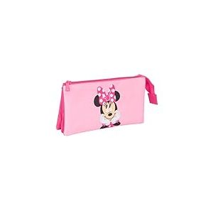Minnie Mouse - Trousse Triple, Trousse pour Enfant, id&eacute;ale pour Les Enfants d'&acirc;ge Scolaire, Confortable et Polyvalente, qualit&eacute; et r&eacute;sistance, 22 x 3 x 12 cm