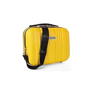 ITACA - Vanity Case Rigide - Trousse de Toilette Femme/Homme pour Voyage avec bandoulière réglable et Amovible - Trousse de Toilette à Grande capacité légère., Jaune