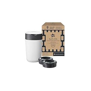Tommee Tippee Poubelle à couches Twist & Click, Pack Exclusif avec x2 Recharges incluses, Protection anti-odeurs et anti-germes garantie, Grande capacité