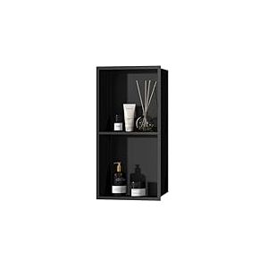 Niche de douche en acier inoxydable, étagère de salle de bain encastrée. 60 x 30 x 90 cm de couleur noire