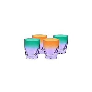 Krosno &ndash; Verres &agrave; Whisky 260 ml, Lot de 4 &ndash; Collection Aurora &ndash; Peints &agrave; la main &ndash; Cristal sans plomb &ndash; Pour Bourbon, Rhum et Cocktails &ndash; Cadeau &ndash; Orange et Violet