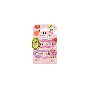 invisibobble Lot de 2 barrettes à cheveux pour enfants - Colorées et antidérapantes - Pour des cheveux sains - Design avocat et fleur - Parfait pour les enfants