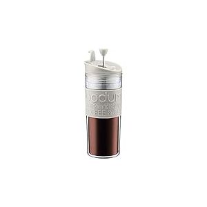 Bodum 11100-913S Travel Press Mug à Piston Isotherme en Plastique avec Couvercle à clapet, 0.45 l