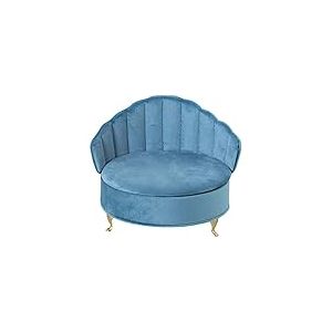DRW Bo&icirc;te &agrave; bijoux chaise en velours bleu 15 x 17 x 17 cm