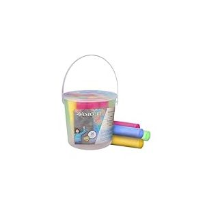 Westcott craie de rue | 20 craies de rue color&eacute;es pour enfants dans un seau de transport pratique | facilement lavable | convient pour l'asphalte, le tableau noir ou la pierre | E-744981 00