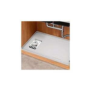 Tapis sous &eacute;vier sur&eacute;lev&eacute; de 2,5 cm, 55,9 x 48,3 cm [sans BPA] Tapis sous &eacute;vier en Silicone imperm&eacute;able pour Salle de Bain, Cuisine, &eacute;tag&egrave;re, Plateau sous &eacute;vier, Gris Clair