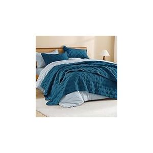 Litanika Parure de lit Queen Size - Bleu Sarcelle - Housse de Couette enti&egrave;rement l&eacute;g&egrave;re et Turquoise - Housse de Couette pour Toutes Les Saisons - 3 pi&egrave;ces (1 Couette, 2 taies d'oreiller)