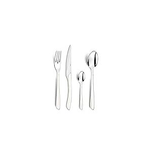 AMEFA - M&eacute;nag&egrave;re 24 couverts de table pour 6 personnes - Eclat - Acier inoxydable 18/0, Finition Brillante - Blanc