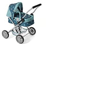 Bayer Chic 2000® Poussette de poupée Smarty - Étoiles Turquoise - Pliable - avec Capote, Sac, Coussin et Couverture - Hauteur de la poignée 56 cm - pour Enfants à partir de 2 Ans