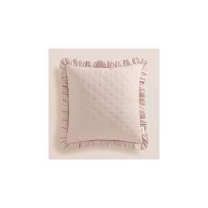 room99 Housse de Coussin Molly 45 x 45 cm Taie d'oreiller pour Coussins Canapé avec Fermeture éclair Invisible Un Charmant Volant Rose poudré, 1 pièce
