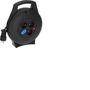 Brennenstuhl Vario Line Enrouleur électrique 3 Voies avec USB/Mini Rallonge électrique (Enrouleur de câble d'intérieur avec Fonction de Chargement USB et câble de 10m, Made in Germany) Noir