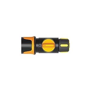 Fiskars Raccord de Tuyau, Taille universelle, Ø 9 mm (3/8"), Points de contact SoftGrip, 60 g, noir/orange/jaune, On/Off, 1027085