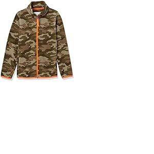 Amazon Essentials Veste Molletonnée Zippée en Polaire Garçon, Vert Imprimé Motifs Camouflage, 5 Ans