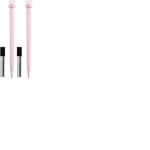 Back2Fun - Porte-mines pour enfants avec lapin sur le dessus, comprend 12 mines 2B, papeterie amusante pour enfants, crayon porte-mine 0,5 mm, con&ccedil;u pour la trousse scolaire ou pour offrir (Lot de 2)