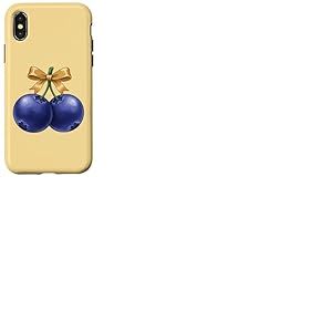 Paire de myrtilles Mignonnes avec n&oelig;ud Kawaii Fruit Coque pour iPhone X/XS