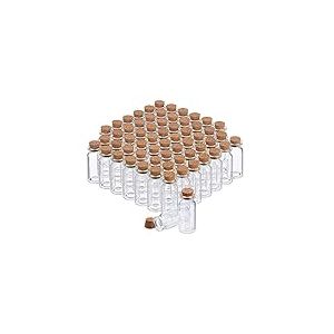 relaxdays Flacons en Verre avec Bouchon de liège, 60 pièces, Mini-Bouteilles pour Huile, épices, Herbes, Sable, 10 ML