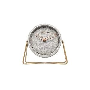 NeXtime 5204GS Cross Table Horloge de Table élégante en Pierre Gris 17,5 x 15,5 x 5 cm