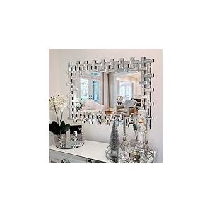 Autdot Grand Miroir Mural Moderne pour Salon, 91,4 x 61 cm, Miroir Mural d&eacute;coratif avec Bords biseaut&eacute;s, Miroir rectangulaire sans Cadre pour Salle de Bain, Salle &agrave; Manger, entr&eacute;e, chemin&eacute;e