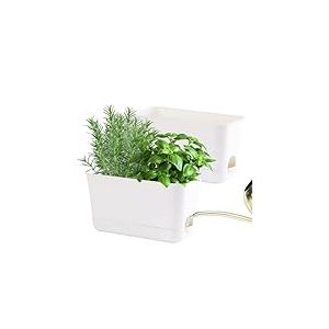 Oliz Jardini&egrave;re d'herbes aromatiques d'int&eacute;rieur pour int&eacute;rieur/ext&eacute;rieur, Auto-arrosage avec Drainage, kit de Jardin d'herbes aromatiques avec Plateau, Pot de fen&ecirc;tre pour Plantes d'int&eacute;rieur