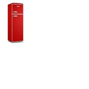 Severin Réfrigérateur Congélateur 2 portes, Pose libre, Réfrigérateur Double Porte avec Congélateur Largeur 55 cm, 246 L, Classe D, Look Rétro, Rouge, RKG 8983