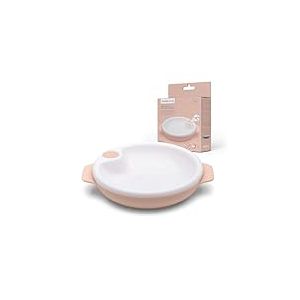 Nuvita 1429 Assiette de sevrage thermique pour enfants – Avec réservoir d'eau chaude, bord anti-éclat, fond antidérapant, poignées anti-brûlure – Sans BPA, lavable au lave-vaisselle – Rose anglaise