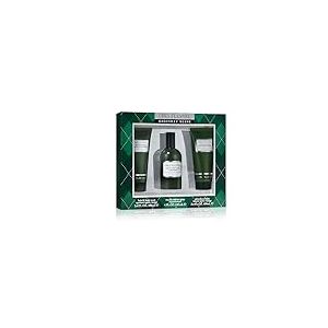 Geoffrey Beene, Coffret Trio Grey Flannel Eau de Toilette Vaporisateur pour Homme, Après-Rasage, Gel Douche, Senteur Boisée et Orientale, Parfum Chypré Vert Unique