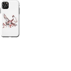 Grue à Couronne Rouge Origami Kawaii | Grue à Fleurs du Coque pour iPhone 11 Pro Max