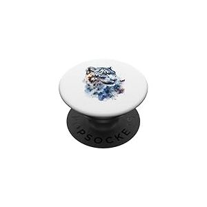 Tête de léopard des neiges, léopard blanc, amateur de léopard des neiges PopSockets PopGrip Adhésif