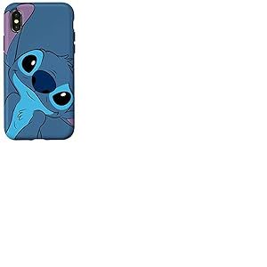 Coque pour iPhone X/XS Disney Lilo et Stitch Cute Stitch Tête de couture Gris ardoise