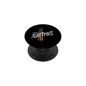 Detroit T-Shirt Michigan Drapeau Am&eacute;ricain USA 313 R&eacute;tro PopSockets PopGrip Adh&eacute;sif