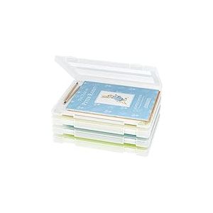 iBune Lot de 4 boîtes de rangement pour papier de scrapbooking - Étui portable pour documents de bureau - Dimensions intérieures : 31 x 22,6 x 1,8 cm