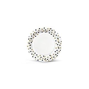 PAW - Assiette Jetable en Carton (23 cm) I Lot de 8 Assiettes Jetables I Idéale pour Barbecue, Anniversaire ou Fête I Assiette Jetable Anniversaire - Confetti (gold-black)