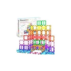 PicassoTiles 42 pièces Ensemble de Blocs de Construction magnétiques Planches de Jeu tuiles magnétiques Construction Jouet Kit éducatif tuiles aimants ingénierie STEM Learning Playset, 3 et Plus
