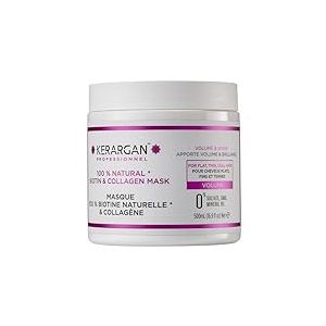 Kerargan - Masque Capillaire Volumisant &agrave; la Biotine & Collag&egrave;ne - Pour Cheveux Plats, Fins, Ternes - Volume et Brillance Intensifi&eacute;s - Sans Sulfate, OGM, Huile Min&eacute;rale - 500ml
