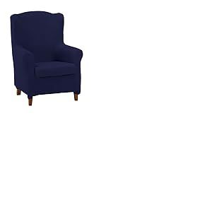 ECOMMERC3 | Housse de Fauteuil &agrave; Oreilles Duplex matelass&eacute;e et Ultra-ajust&eacute;e - Housse de Fauteuil &agrave; Oreilles Duplex Extensible, Couleur Bleu Marine - 100% fabriqu&eacute;e en Espagne