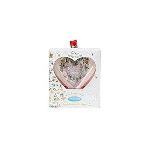Me To You Bear Tatty Teddy XGT01041 Boule de Noël en Verre en Forme de cœur Bleu/Gris/Rouge