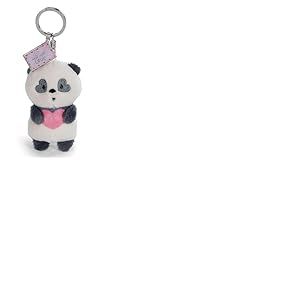 NICI 62621 Porte-cl&eacute;s avec Panda Love en Peluche, 8 cm, Noir, fid&egrave;le Compagnon pour Sac &agrave; Dos ou Autre Sac, pour Petits et Grands
