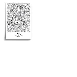 Cool Factory Poster Plan de ville A3 Noir Blanc | Papier 250 gr. Image pour salon et chambre | Très nombreux motifs urbains | Poster minimaliste | Idée cadeau parfaite | Sans cadre | Paris