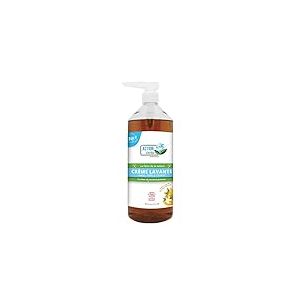 ACTION VERTE - Crème lavante - Nettoie les mains, corps & cheveux - Certification Ecocert- Formule naturelle - Parfum fleur d'oranger et miel- 1L - Fabrication française
