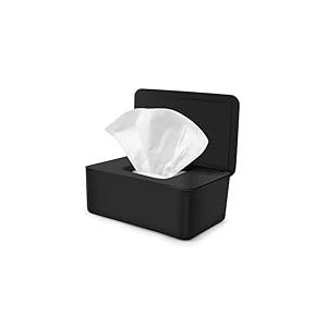 Boîte de Lingettes Humides, Boîte à Lingettes Distributeur pour Bébé, Boîte pour Papier Toilette Humide, Boîte de Lingettes Humides avec Couvercle pour Bebe, Cuisine, Salon, WC, Voiture, Noir